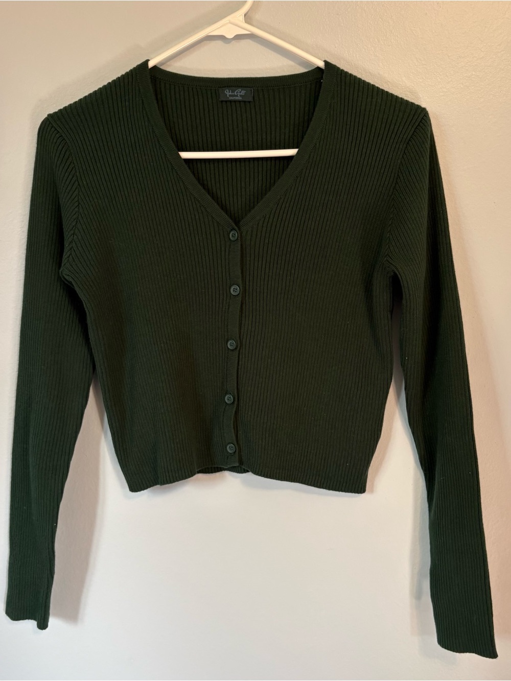 Brandy Melville J Galt Forest Green Shannon Ribbed Cardigan Sweater MH217